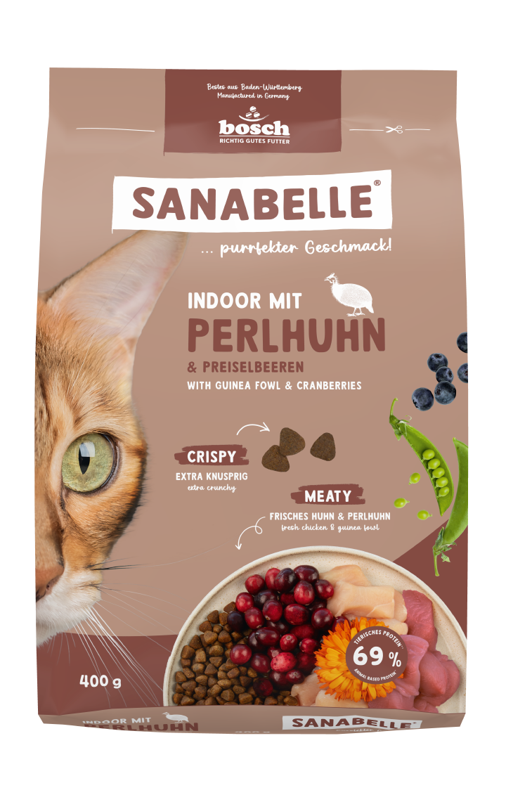 Sanabelle Katzen-Trockenfutter Indoor mit Perlhuhn